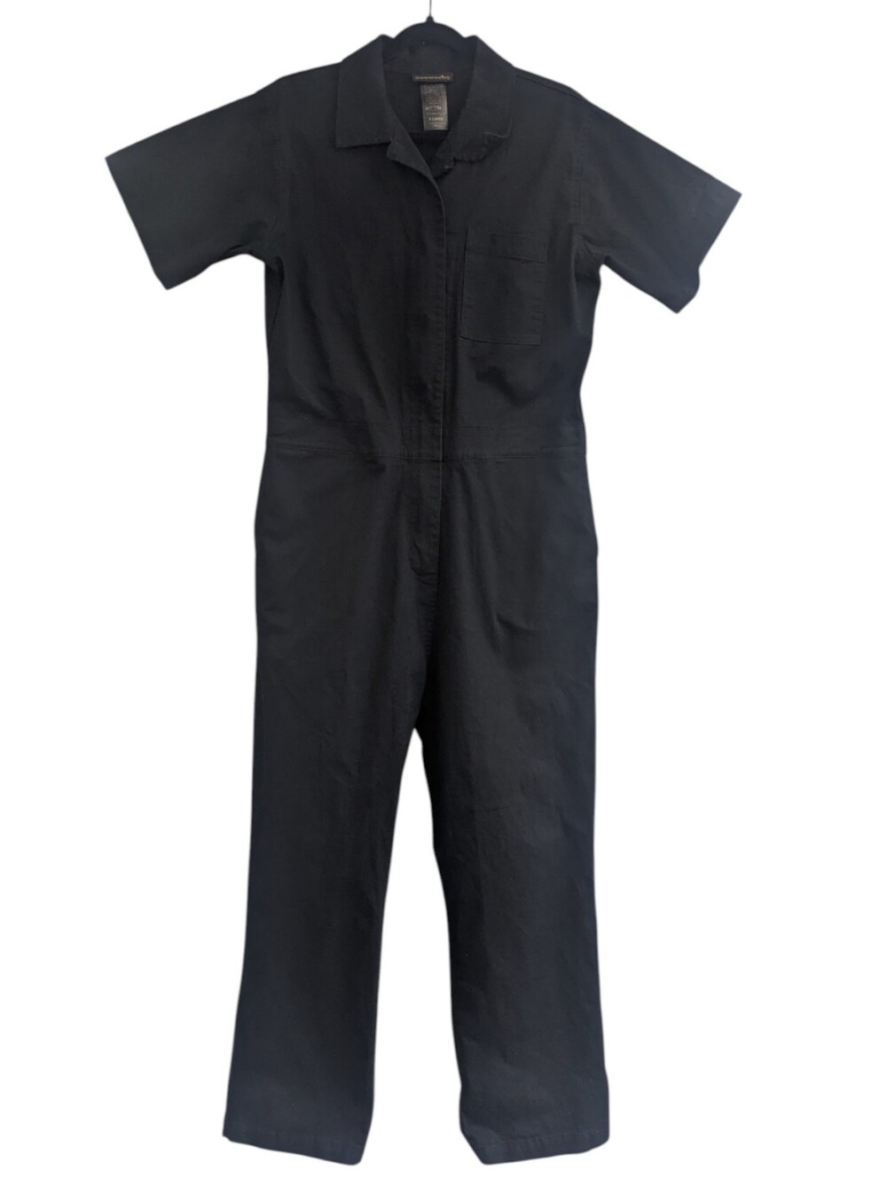 Nooworks Black Short-Sleeve Collared Utility Jumpsuit